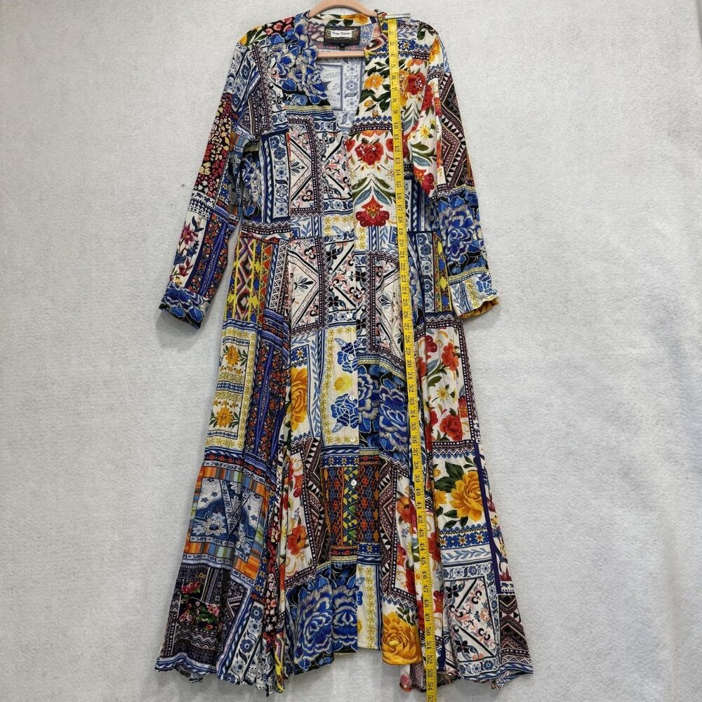 Vintage Collection Dress Womens Medium Patchwork Floral Boho Maxi Long Sleeve - Picture 6 of 9
